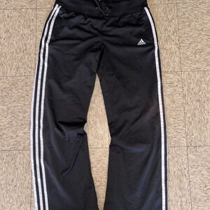Adidas Women Black Joggers with White Stripes